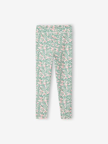 Gedrukte bloemen sport legging voor meisjes ecru - vertbaudet enfant 