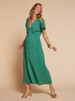 -Robe longue col chemise grossesse allaitement 