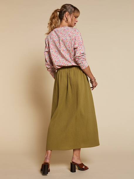 Jupe femme gaze de coton Capsule mère-fille olive - vertbaudet enfant 