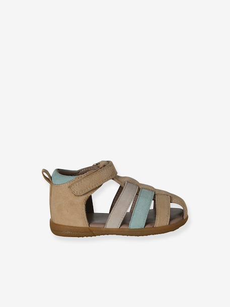 Lederen jongenssandalen voor de eerste stapjes bruin+marineblauw+veel beige - vertbaudet enfant 