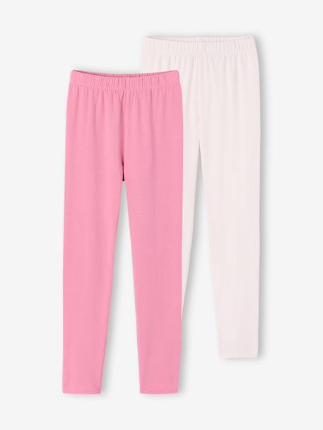 Lot de 2 leggings fille Basics anthracite+écru - vertbaudet enfant 