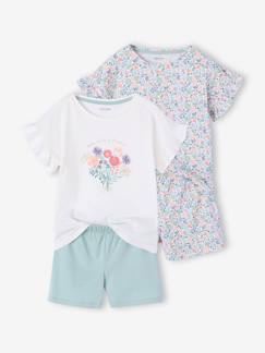 -Lot de 2 pyjashorts fille manches courtes en coton