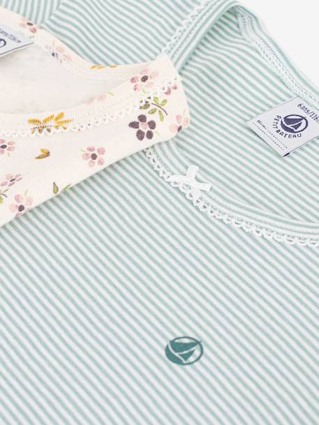 Lot 2 pyjama coton imprimé Petit Bateau blanc - vertbaudet enfant 