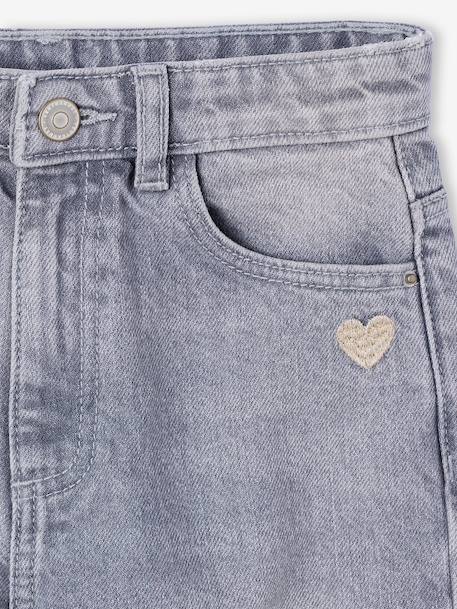 Jean fille large bas effiloché bleu foncé+denim bleached+gris+stone - vertbaudet enfant 