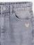 Jean fille large bas effiloché bleu foncé+denim bleached+gris+stone - vertbaudet enfant 