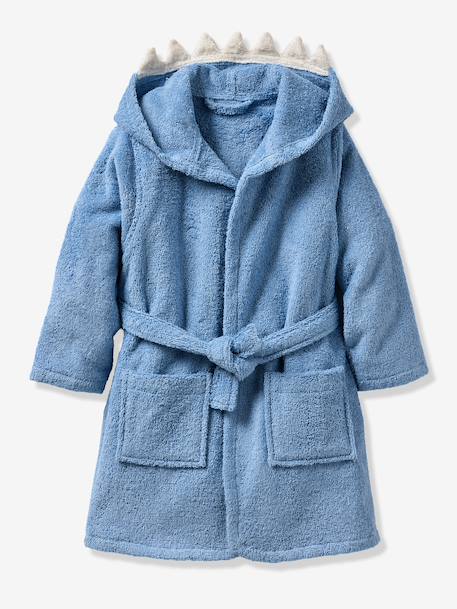 Peignoir enfant REQUIN personnalisable, avec coton recyclé bleu - vertbaudet enfant 