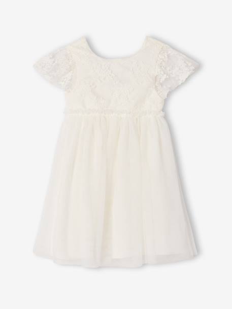 Robe fille dentelle et tulle blanc - vertbaudet enfant 
