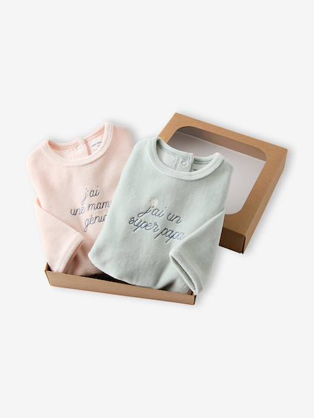 Set van 2 pyjama's baby meisjes fluweel / velours rozen - vertbaudet enfant 
