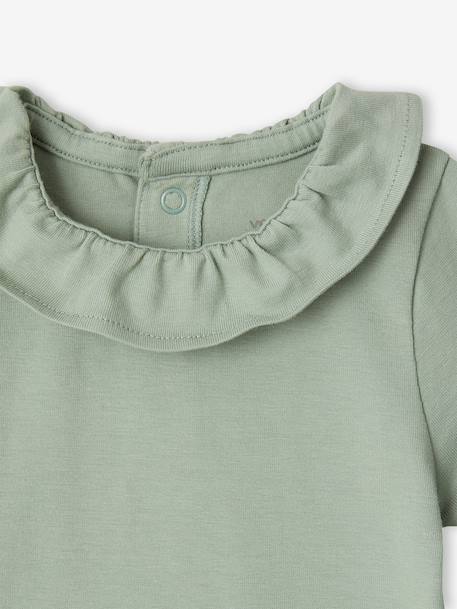 Lot de 2 bodies bébé naissance col fantaisie manches courtes corail+vert sauge - vertbaudet enfant 