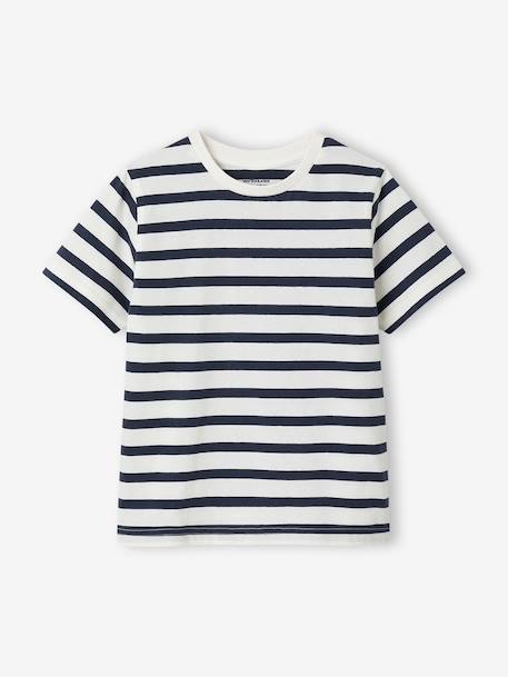 Set van 3 T-shirt met korte mouwen amandelgroen+marineblauw+pecannoot+saliegroen - vertbaudet enfant 