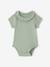 Lot de 2 bodies bébé naissance col fantaisie manches courtes corail+vert sauge - vertbaudet enfant 