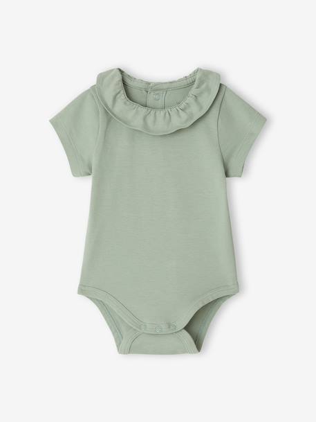 Set van 2 rompers voor baby met sierkraag met korte mouwen koraal+saliegroen - vertbaudet enfant 