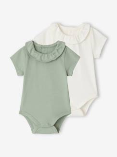 -Set van 2 rompers voor baby met sierkraag met korte mouwen