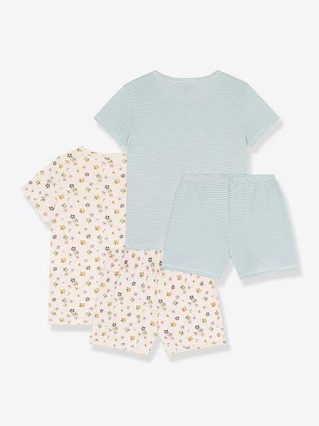 Lot 2 pyjama coton imprimé Petit Bateau blanc - vertbaudet enfant 