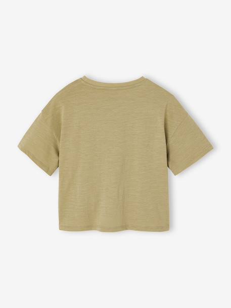 T-shirt manches courtes fille écru+kaki - vertbaudet enfant 