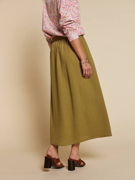 Jupe femme gaze de coton Capsule mère-fille olive - vertbaudet enfant 