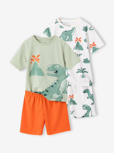 Set van 2 pyjamashorts voor jongens met dinosaurusprint saliegroen - vertbaudet enfant 
