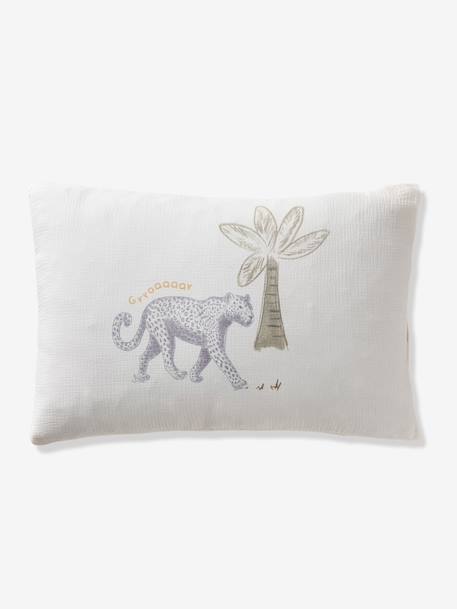 Parure housse de couette et taie d'oreiller MISSION SAFARI en gaze de coton, avec coton recyclé écru - vertbaudet enfant 