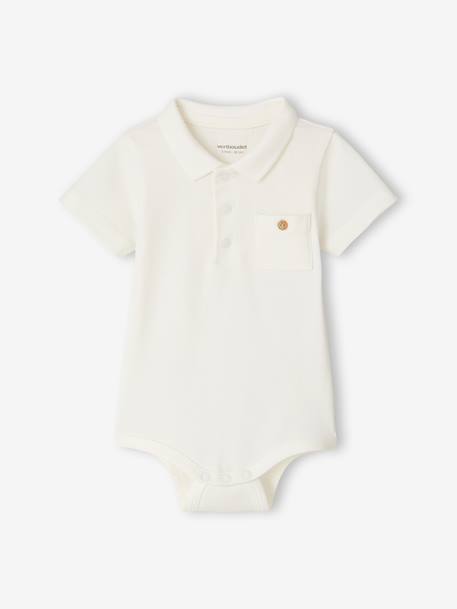 Lot de 2 bodies bébé naissance ouverture polo bleu ciel+écru - vertbaudet enfant 