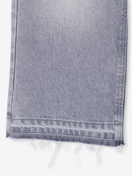Wijde meisjesjeans met rafels aan de onderkant donkerblauw+gebleekt denim+grijs+stone - vertbaudet enfant 