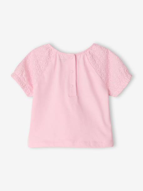 T-shirt manches courtes brodé rose pâle - vertbaudet enfant 
