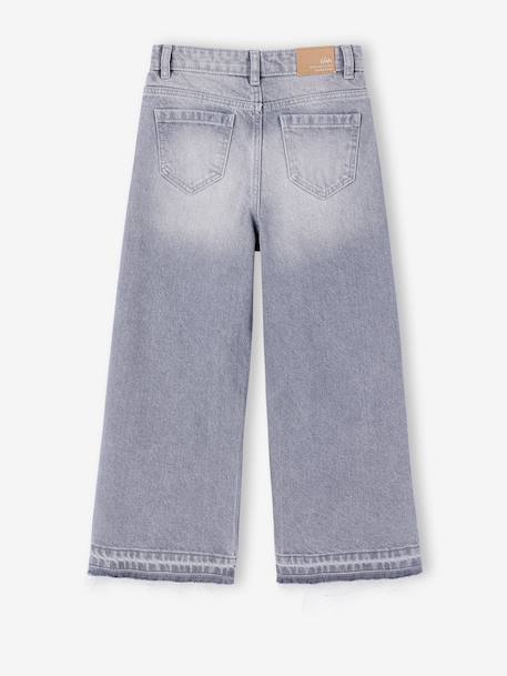 Jean fille large bas effiloché bleu foncé+denim bleached+gris+stone - vertbaudet enfant 