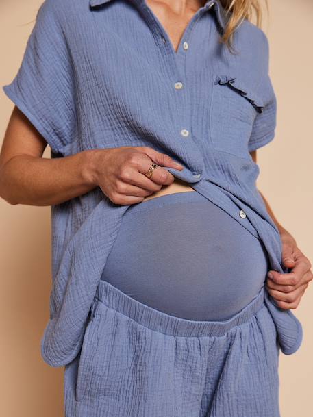 Pyjama short femme grossesse allaitement bleu chambray - vertbaudet enfant 