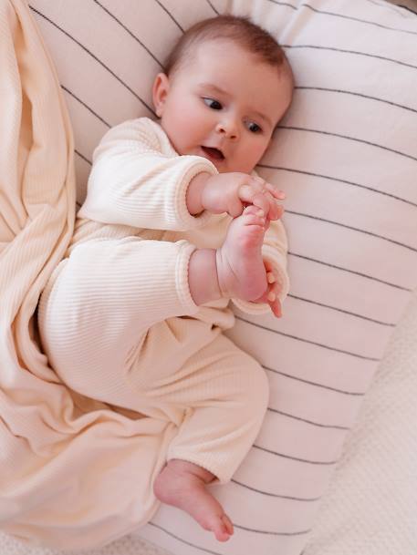 Ensemble naissance gilet et pantalon velours vanille - vertbaudet enfant 