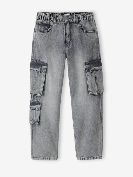 Jean garçon loose battle denim bleached+denim gris - vertbaudet enfant 