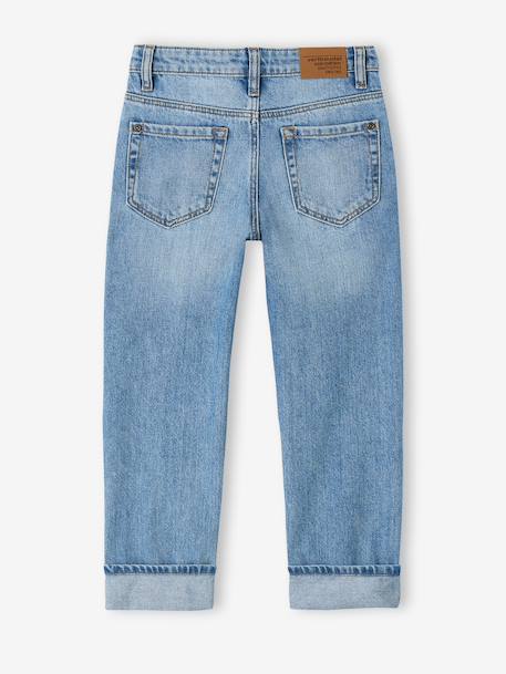 Jean garçon droit à revers denim brut+stone - vertbaudet enfant 