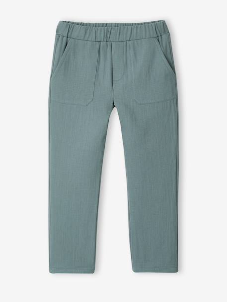 Pantalon gaze de coton garçon taille ajustable vert émeraude - vertbaudet enfant 