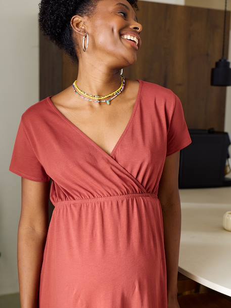 Robe croisée grossesse et allaitement terracotta - vertbaudet enfant 