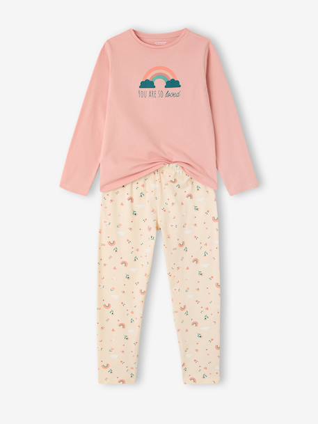 Set van 2 pyjama's met lange mouwen voor meisjes rozen - vertbaudet enfant 