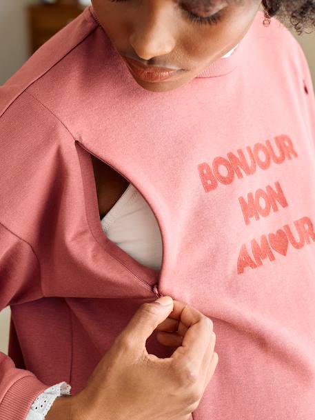 Zwangerschaps- en borstvoeding sweater oudroze - vertbaudet enfant 