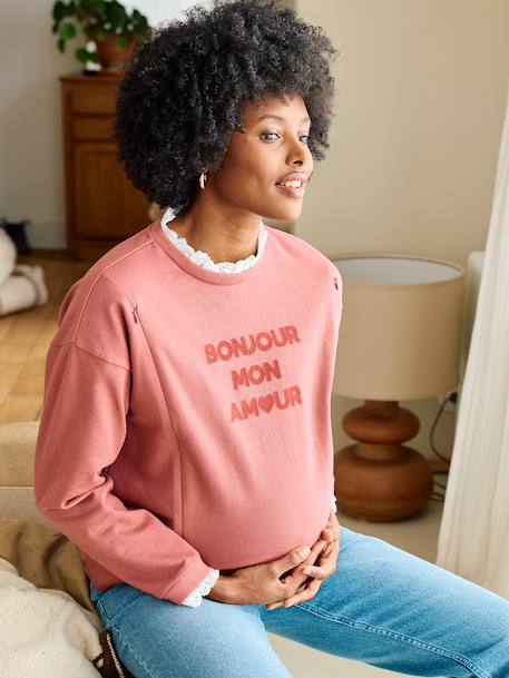 Zwangerschaps- en borstvoeding sweater oudroze - vertbaudet enfant 