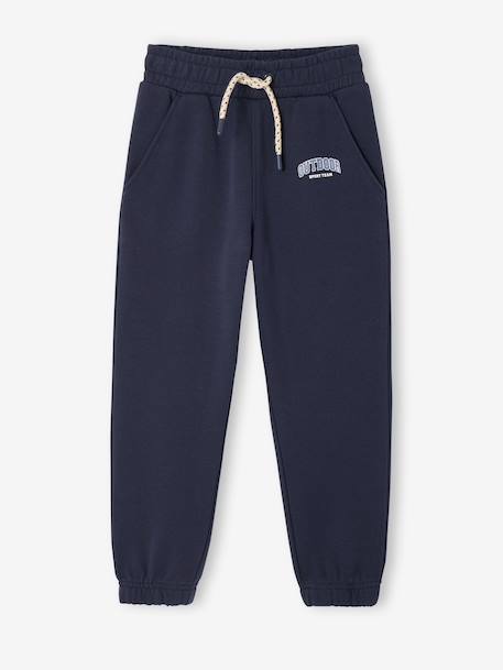 Joggingbroek van molton met verstelbare taille ecru+marineblauw - vertbaudet enfant 