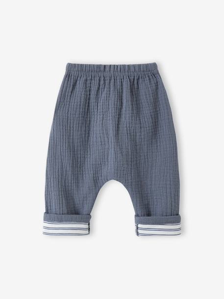 Pantalon bébé gaze de coton bleu - vertbaudet enfant 