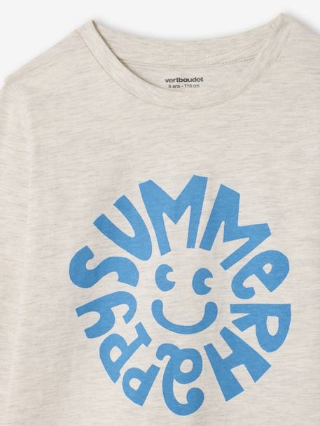 T-shirt garçon imprimé blanc chiné+bleu grisé+marine - vertbaudet enfant 