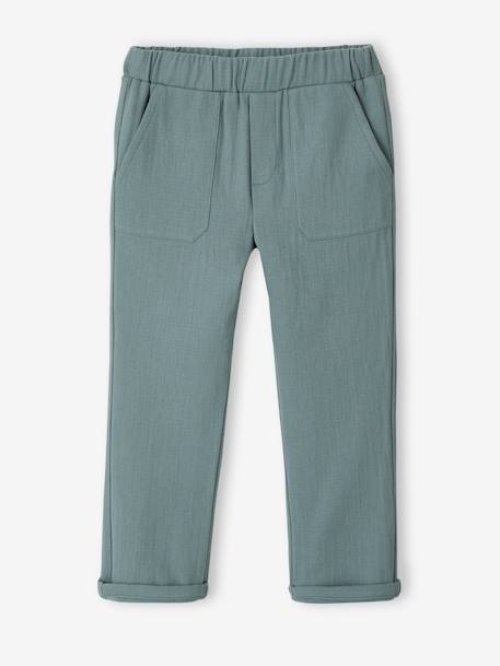 Pantalon gaze de coton garçon taille ajustable vert émeraude - vertbaudet enfant 
