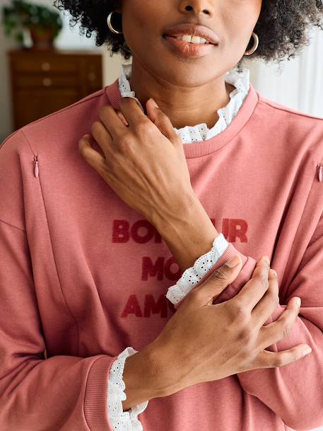 Zwangerschaps- en borstvoeding sweater oudroze - vertbaudet enfant 