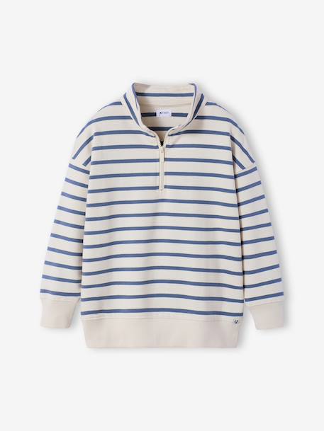Sweat garçon col montant zippe rayé bleu - vertbaudet enfant 