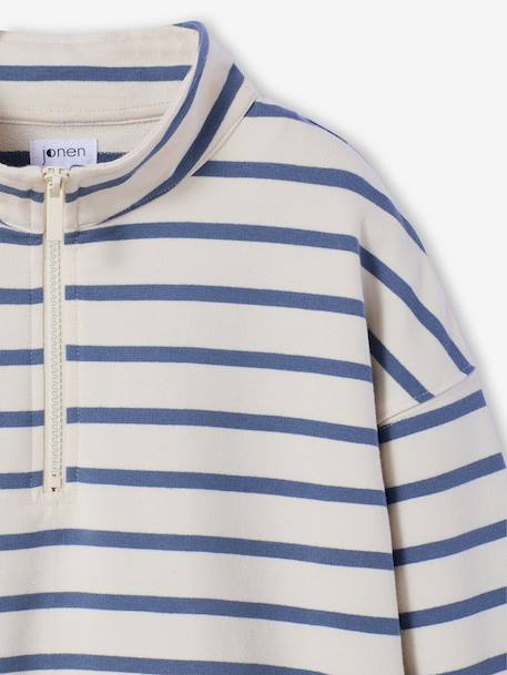 Sweater voor jongens met opstaande kraag en rits blauw, gestreept - vertbaudet enfant 