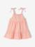 Jurk baby meisjes bretels biologisch katoen beige+roze, gestreept - vertbaudet enfant 