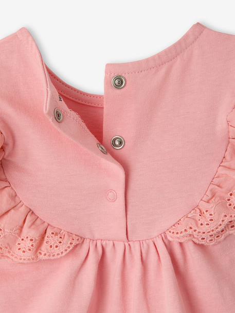T-shirt broderie anglaise bébé fille écru+rose - vertbaudet enfant 