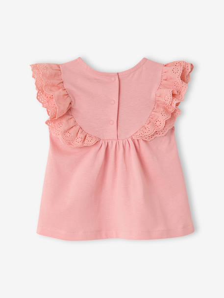 T-shirt broderie anglaise bébé fille écru+rose - vertbaudet enfant 