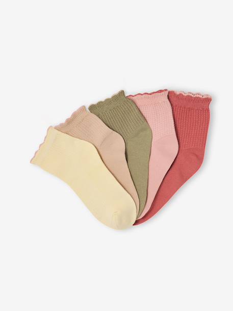 Set van 5 halve sokken met fantasieribbels terracottategel - vertbaudet enfant 