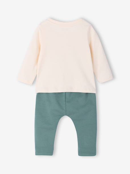 Ensemble bébé tee-shirt et pantalon en molleton bleu canard+rayé / caramel - vertbaudet enfant 