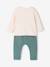 Ensemble bébé tee-shirt et pantalon en molleton bleu canard+rayé / caramel - vertbaudet enfant 