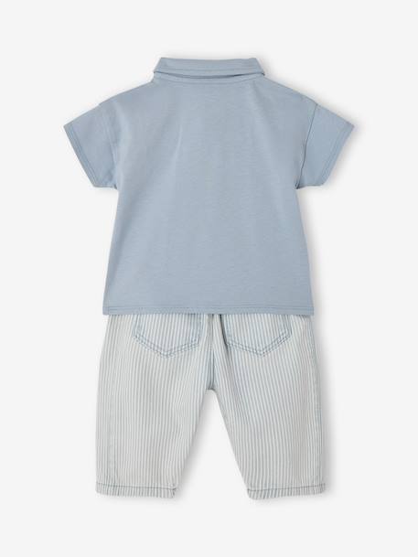 Babyset met polo en broek baby jongen blauw, gestreept - vertbaudet enfant 