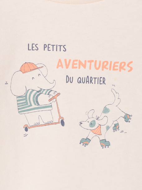 Ensemble bébé tee-shirt et pantalon en molleton bleu canard+rayé / caramel - vertbaudet enfant 